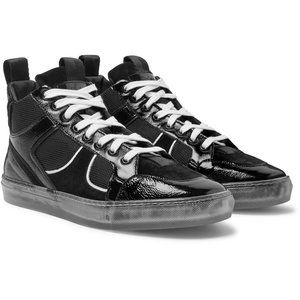 $525 NEW RtA MEN PATENT FULL-GRAIN LEATHER HIGH TOP SNEAKERS IN BLACK SZ 8 41